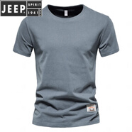 JEEP SPIRIT純棉t恤春夏季2025新款復古重磅美式打底衫純色休閑短袖男款上衣 淺藍色 A90一霧蘭 L