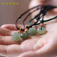 尚洛芙和田玉平安扣 項(xiàng)鏈短款項(xiàng)墜蓮蓬平安扣吊墜簡約文藝范男女小吊墜 和田玉平安扣