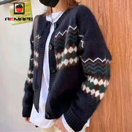 AEMAPE設計感毛衣開(kāi)衫女2025春秋冬季新款韓版時(shí)尚洋氣針織衫女上衣 MX-7236_藏青色 2XL _建議135-165斤