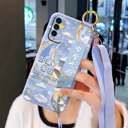 格蘭納適用紅米Note9手機(jī)殼4G5G版9A高顏值Note9Pro腕帶支架硅膠軟殼簡(jiǎn)約掛脖繩殼斜挎防摔保護(hù)套潮流 丁香紫-好運(yùn)歡愉藍(lán)【送背帶】 紅米NOTE9 4G版