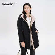 珂萊蒂爾[高克重]鵝絨中長款保暖羽絨外套御寒洋氣羽絨服女 黑色 2XL