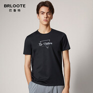巴魯特（Brloote）Brloote/巴魯特男短袖T恤舒適印花圓領休閑短袖T恤衫夏季 黑色 M 170/92A