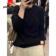 皮爾卡丹（pierre cardin）針織衫高端女裝針織冬季打底山針織針織衫套頭加厚毛衣圓領(lǐng) 官方品牌旗艦黑色 S 【收藏加購有禮】