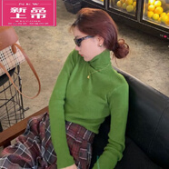 皮爾卡丹（pierre cardin）高領仿羊Y毛衣女針織打底衫薄款修身秋冬內(nèi)搭長袖秋冬新款上衣 牛油果綠 (高領包芯紗) XL (165)