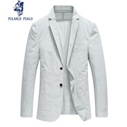 弗朗西保羅（FULANLE PAULO）男裝2025夏季單層薄款西服休閑小西裝男中年高端男士西裝外套上衣 米白色 L /175