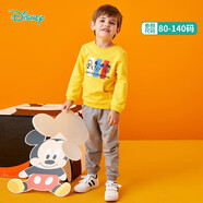 迪士尼寶寶（Disney Baby）童裝男童女童套裝潮酷米奇米妮衛衣套裝兒童外出服 黃色T1281 4歲/身高110cm
