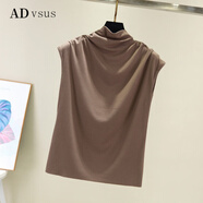 ADVSUS官方品質(zhì)春夏季新款高領(lǐng)打底衫女短袖T恤韓版女裝寬松外穿體恤莫 【深咖啡】 【XL】