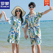 羅蒙（ROMON）沙灘情侶裝海邊度假套裝三亞蜜月穿搭裙子顯瘦泰國旅游大碼衣服 椰樹(shù)款 M 男