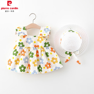 皮爾卡丹（pierre cardin）女童純棉連衣裙夏季兒童小女孩背心裙0到3歲女寶寶夏裝公主裙子 花顏花語(yǔ) 80 cm(80cm)
