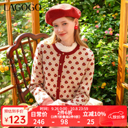 LAGOGO甜美小香風(fēng)針織衫女拉谷谷女2024年春季新款碎花小個(gè)子開(kāi)衫 混色(Y0) M