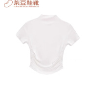 榮西圖（RONGXITU）甜辣風(fēng)抽褶正肩t恤套裝女夏高腰波點(diǎn)半身裙顯瘦長(zhǎng)裙修身短袖上衣 抽褶短袖t恤 單件（棉質(zhì)面 L 建議105-115斤