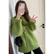 UZSC小紅書同款加厚毛衣女2025新寬松慵懶風溫柔軟糯甜美冬季針織 牛油果綠 S