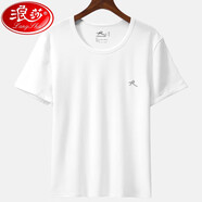 浪莎短袖背心男士棉質(zhì)圓領(lǐng)純色簡約薄款吸汗透氣運動休閑打底衫