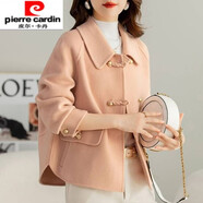 皮爾卡丹秋冬新款雙面絨外套洋氣短款休閑韓版高檔雙面呢大衣減齡氣質(zhì)外套 粉色 L 【95-110斤】