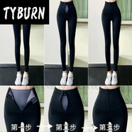 TYBURN卡卡直播號(hào)第十九代雙壓收腹拉鏈鯊魚褲瑜伽外穿打底褲小腳褲 不加絨黑色 S
