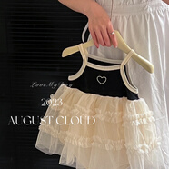 新生嬰兒衣服夏季薄款女寶寶吊帶公主網(wǎng)紗連體衣百日周歲包屁莎裙 黑色 73