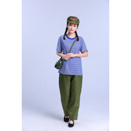 燦楊80年代懷舊復古知青服裝學(xué)生合唱服雷鋒?；晟纼和t演出服 ?；晟蓝绦涮籽b上衣褲子腰帶帽子 110cm