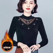歐妤半高領(lǐng)保暖打底衫女秋冬女裝新款百搭內搭加絨加厚長(cháng)袖T恤上衣 加絨黑色 XL 建議110-120斤