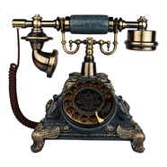 金順迪K25 歐式仿古電話(huà)機家用復古辦公座機老式創(chuàng  )意轉盤(pán)時(shí)尚電話(huà)無(wú)線(xiàn)插卡 海藍色旋轉(接電話(huà)線(xiàn))