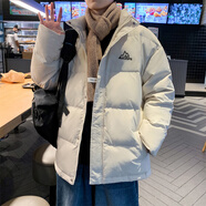 OEMG 日系立領棉服外套男女秋冬季潮牌寬松百搭情侶裝面包服加厚棉衣 米白色 M