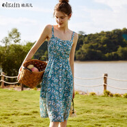 Olrain歐芮兒吊帶連衣裙女春裝收腰顯瘦休閑法式薄款無(wú)袖背心裙 花色 S 155/80A