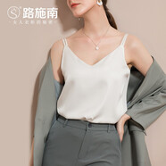 路施南白色吊帶背心女夏季歐美外穿內搭打底設計感小眾雪紡無(wú)袖上衣 米白 D002 XL