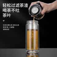 亞泰水晶貴族雙層茶水分離杯泡茶師玻璃杯便攜帶提繩男女士茶杯子 亞泰YT3924-銀色 230ml