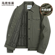 馬克華菲【棋盤格】翻領(lǐng)休閑夾克男2025春秋新款潮流易打理防風(fēng)外套 軍綠-夾棉款 XL /180