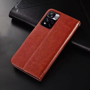 佩諾 小米Redmi Note11手機(jī)殼紅米Pro翻蓋保護(hù)套5g/4G錢包皮套輕薄全包防摔支架外殼 【搭扣錢包款】棕色 紅米note11Pro/Pro+通用