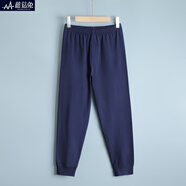 蘑菇兔胖男童秋褲加肥加大碼春秋款中大童兒童線(xiàn)褲大男孩內穿棉毛褲高腰 藏青色 170加肥版適合140左右穿