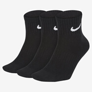 耐克（NIKE）男襪女襪籃球羽毛球襪子跑步健身訓(xùn)練透氣中筒襪運(yùn)動(dòng)襪3雙裝襪子 SX7677-010/三雙裝/中筒/黑色 M/24-26厘米/38-42碼