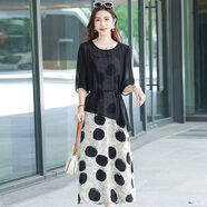 ECOZXM套裝連衣裙女2024新款品牌高端2024夏季新款雪紡連衣裙女兩件套遮 波點(diǎn)套裝【外披+內搭】 M 【建議90-100斤】