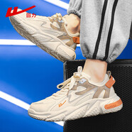 回力（Warrior）官方男鞋秋冬潮流百搭運動(dòng)鞋子男士皮面老爹鞋休閑跑步鞋男米橘42