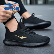 鴻星爾克（ERKE）運動(dòng)鞋男鞋2025冬季透氣網(wǎng)面跑步鞋男網(wǎng)鞋爸爸鞋輕便軟底休閑鞋子 正黑/國王金4126(飛織網(wǎng)面) 44