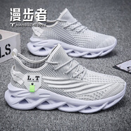 漫步者刀鋒鞋男時(shí)尚新款飛織透氣網(wǎng)面運(yùn)動(dòng)鞋輕便舒適跑步鞋厚底休閑大碼 白色 40