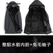 勞斯名爵派克服男士貂皮大衣皮草進口整貂水貂內(nèi)膽中長款尼克服真皮外套女 黑色（水貂整貂） 190/4XL
