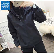 真維斯（JEANSWEST）沖鋒衣男三合一外套男女連帽秋冬季新款戶(hù)外登山防風(fēng)防雨情侶夾克 B321-8618女款黑（三合一沖鋒衣 L