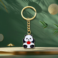 梓嘉福熊貓鑰匙扣中國風(fēng)竹子編織鑰匙鏈手機繩防丟小掛件四川成都紀念禮 紅蘋(píng)果熊貓