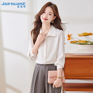 真維斯襯衫女秋季休閑通勤法式小香風(fēng)長(cháng)袖襯衫女職場(chǎng)通勤上衣白色L