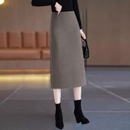 黛姿茹通勤毛呢半身裙女春季2025新款顯瘦包臀直筒裙純色春秋職業(yè)一步裙 卡其色毛呢裙/長(zhǎng)72CM M (27)