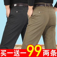 奧林龍（OrLinDragon）夏季薄款中老年男士休閑褲男高腰寬松商務(wù)休閑直筒免燙爸爸長(zhǎng)褲子 深灰色+卡其色【春秋厚款】 29 【2尺2腰圍】