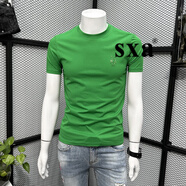 SXA香港潮牌棉質(zhì)短袖t恤男夏季2024新款休閑圓領(lǐng)半截袖青年百搭上衣 綠色 L