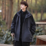 Foss Phil戶外沖鋒三合一夾克男士春秋季衣服休閑男冬款連帽工裝外套 CM-1818灰色三合一 5XL 【推薦175-190斤】