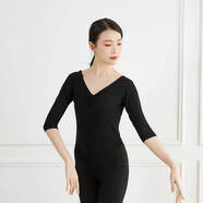 REBE LONA新款舞蹈服女中國舞成人練功服莫代爾黑色形體服藝考現(xiàn)代舞服 002黑色上衣(中袖) L