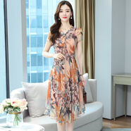 瑤益牛仔裙套裝2024夏季新款女小個(gè)子顯高洋氣時(shí)尚半身裙小清新套裝裙 桔黃 L