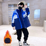 G.DUCKKIDS小黃鴨兒童沖鋒衣三合一可拆卸男童外套秋冬2024新款加絨中大童裝 升級(jí)款?yuàn)A棉藍(lán)色+內(nèi)膽【兩件套】 160cm(建議身高150cm 11-13歲)