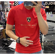 BGP潮牌歐美風夏季新款帥氣男士潮流金?；照聽C鉆圓領短袖網(wǎng)紅t恤男 紅色 M