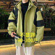 老者（LAOZHE）外套男春秋季2024新款大碼工裝夾克春款胖子潮牌休閑寬松薄款棉衣 2318綠色 6XL (建議240-260斤)