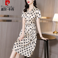 皮爾卡丹女裝時(shí)尚感百搭連衣裙女2025新款夏季裝仿桑蠶絲裙子氣質(zhì)洋氣裙子 圖片色 L