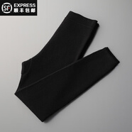 鹿王（KING DEER）秋冬新款羊絨褲女加厚內穿保暖打底褲精致豎條紋山羊絨毛褲 黑色 165(L)